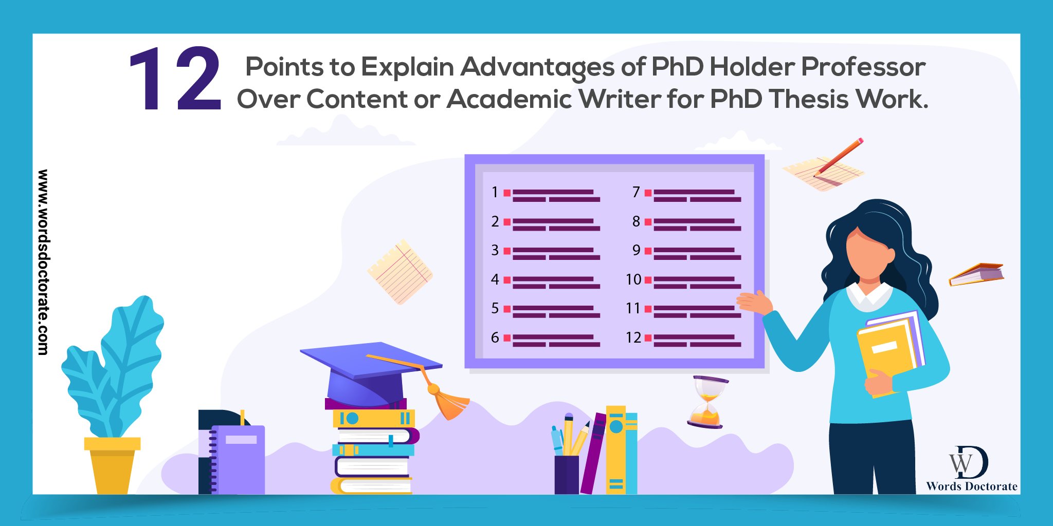12 points to explain advantages of PhD holder professor over content or academic writer for PhD thesis work